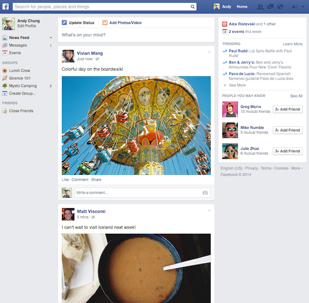 Het nieuwe Facebook-design