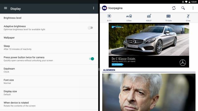 Multitasking in Android N (tablet)